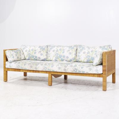 Billy Baldwin Billy Baldwin for Bielecky Brothers MCM Rattan Cane and Brass Tuxedo Sofa