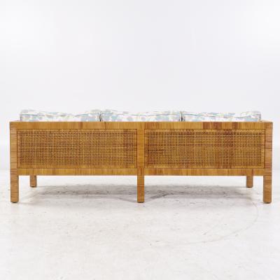 Billy Baldwin Billy Baldwin for Bielecky Brothers MCM Rattan Cane and Brass Tuxedo Sofa