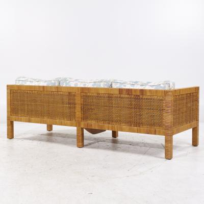 Billy Baldwin Billy Baldwin for Bielecky Brothers MCM Rattan Cane and Brass Tuxedo Sofa