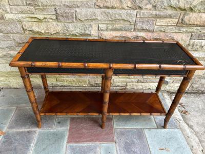 Billy Baldwin Handsome Faux Bamboo 2 Tier Console Table Mid Century Modern