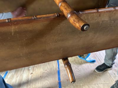 Billy Baldwin Handsome Faux Bamboo 2 Tier Console Table Mid Century Modern