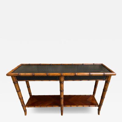 Billy Baldwin Handsome Faux Bamboo 2 Tier Console Table Mid Century Modern