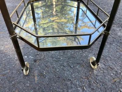 Billy Baldwin Handsome French Octagonal Brass Rolling Bar Cart Mid Century Modern