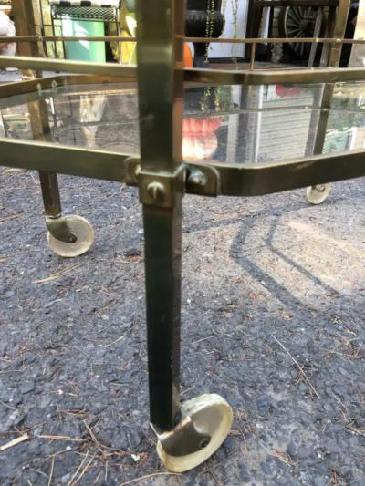 Billy Baldwin Handsome French Octagonal Brass Rolling Bar Cart Mid Century Modern