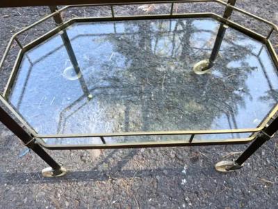 Billy Baldwin Handsome French Octagonal Brass Rolling Bar Cart Mid Century Modern