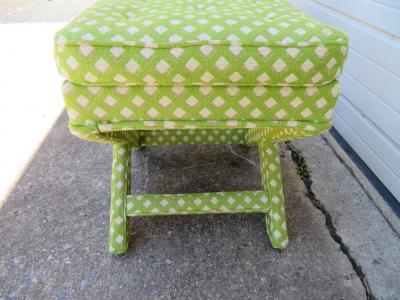 Billy Baldwin Lovely Pair of Midcentury X Base Ottoman Stools by Billy Baldwin