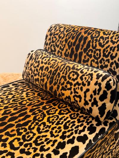 Billy Baldwin Pair of Billy Baldwin Style Leopard Velvet Slipper Chairs c 1970s