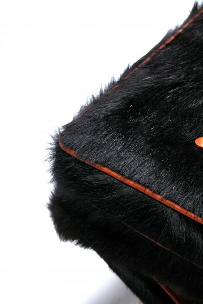 Billy Baldwin Pair of Billy Baldwin Style X Stools in Black Cowhide Cognac Leather c 1970s