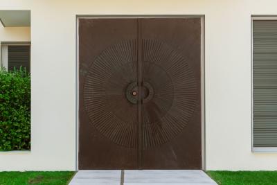 Billy Joe McCarroll and David Gillespie Bronze Brutalist Heroic Sunburst Doors