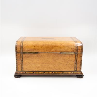 Bird s Eye Maple Box with Tumbling Block Inlays English Circa 1830
