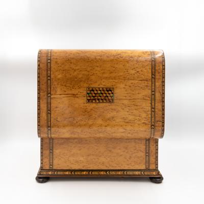 Bird s Eye Maple Box with Tumbling Block Inlays English Circa 1830