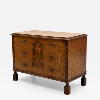 Birger Ekman 1920s Birger Ekman Swedish Grace 3 drawer chest w intarisa