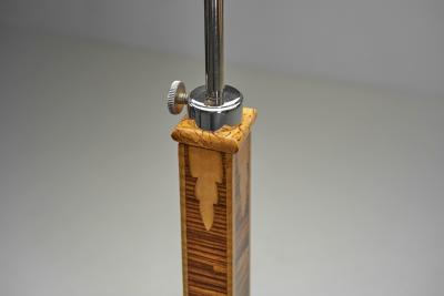 Birger Ekman Wood Floor Lamp with Decorative Inlays by Birger Ekman Attr Sweden 1930s