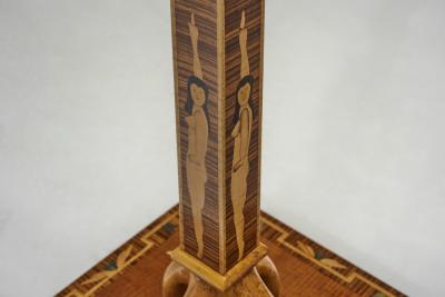 Birger Ekman Wood Floor Lamp with Decorative Inlays by Birger Ekman Attr Sweden 1930s
