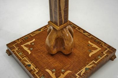 Birger Ekman Wood Floor Lamp with Decorative Inlays by Birger Ekman Attr Sweden 1930s