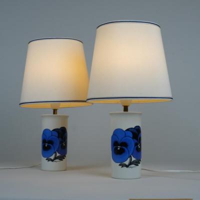 Birger Kaipiainen A Pair of Birger Kaipiainen Pansy Limited Edition Table Lamps Arabia 1980s