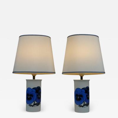 Birger Kaipiainen A Pair of Birger Kaipiainen Pansy Limited Edition Table Lamps Arabia 1980s