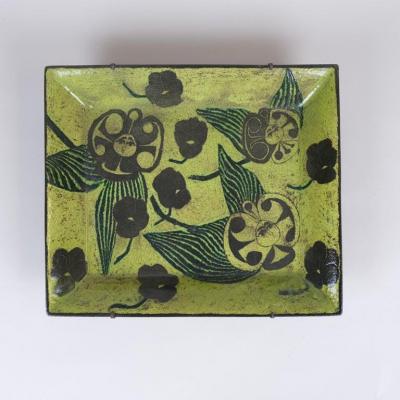 Birger Kaipiainen Large Surreal Green Garden Birger Kaipiainen Faience Wall Relief R rstrand 1950s