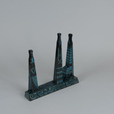 Birger Kaipiainen Unique Birger Kaipiainen Blue Ceramic Sculpture Three Graces R rstrand 1950s