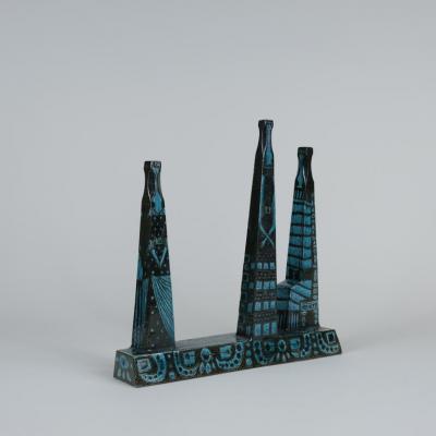 Birger Kaipiainen Unique Birger Kaipiainen Blue Ceramic Sculpture Three Graces R rstrand 1950s