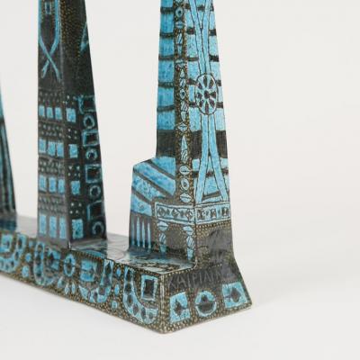 Birger Kaipiainen Unique Birger Kaipiainen Blue Ceramic Sculpture Three Graces R rstrand 1950s