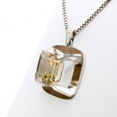 Birger Lindgren Birger Lindgren Silver Pendant with Citrom Quartz Stockholm 1967