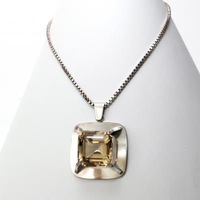 Birger Lindgren Birger Lindgren Silver Pendant with Citrom Quartz Stockholm 1967