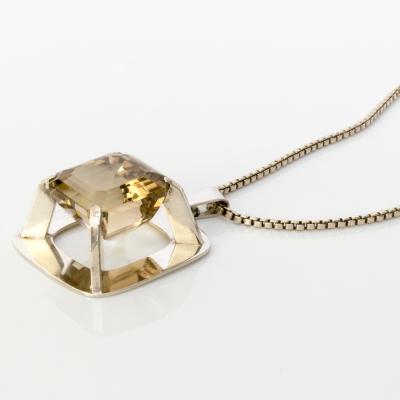 Birger Lindgren Birger Lindgren Silver Pendant with Citrom Quartz Stockholm 1967