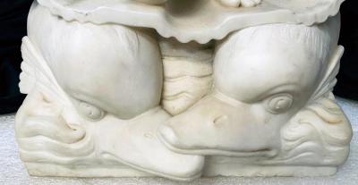 Birth of Venus Exquisite Art Deco Marble Sculpture of Venus with Dolphins 