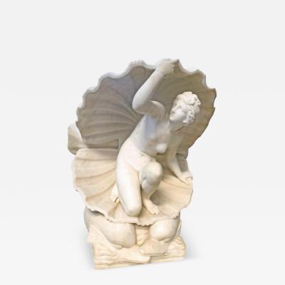 Birth of Venus Exquisite Art Deco Marble Sculpture of Venus with Dolphins 