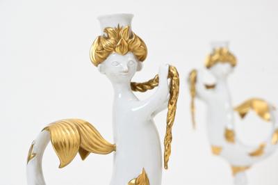 Bjorn Wiinblad Bj rn Wiinblad Rare pair Bjorn Wiinblad ceramic Mermaid Candlesticks