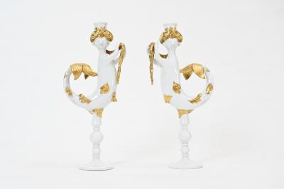 Bjorn Wiinblad Bj rn Wiinblad Rare pair Bjorn Wiinblad ceramic Mermaid Candlesticks