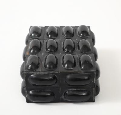 Black Buffalo Horn Oval Patterned Box