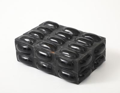 Black Buffalo Horn Oval Patterned Box