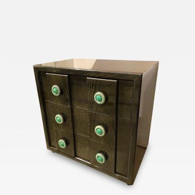 Black Cerused Oak Chest with Green Ceramic Pulls