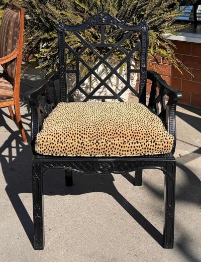 Black Chinoiserie Arm Chair Clarence House Cheetah Velvet