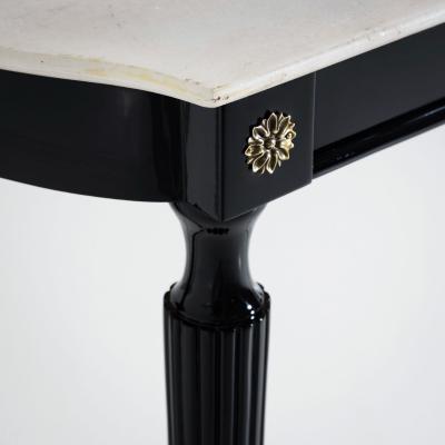 Black Console Table with White Stone Top Italy Mid 20th Century