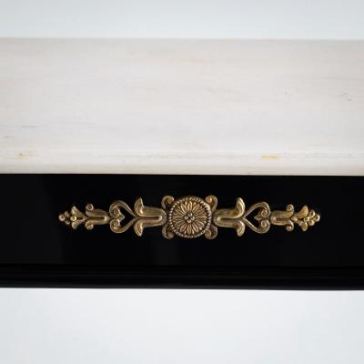 Black Console Table with White Stone Top Italy Mid 20th Century