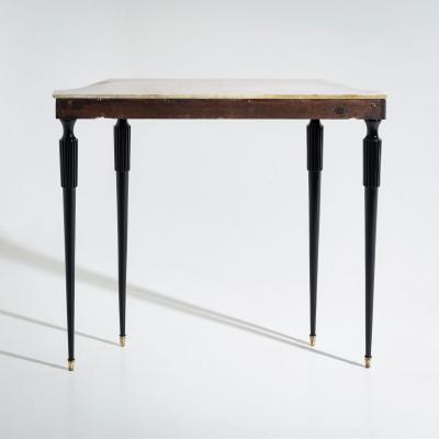 Black Console Table with White Stone Top Italy Mid 20th Century