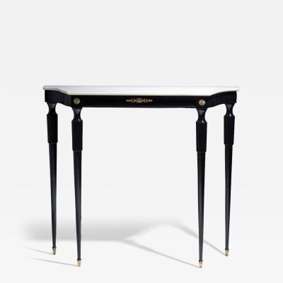 Black Console Table with White Stone Top Italy Mid 20th Century