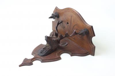 Black Forest Antique Rustic Black Forest Stag Wall Shelf 1900 Switzerland