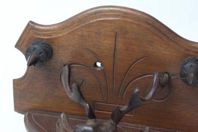 Black Forest Antique Rustic Black Forest Stag Wall Shelf 1900 Switzerland