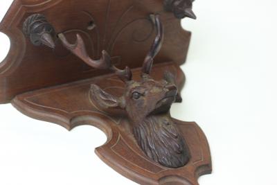 Black Forest Antique Rustic Black Forest Stag Wall Shelf 1900 Switzerland