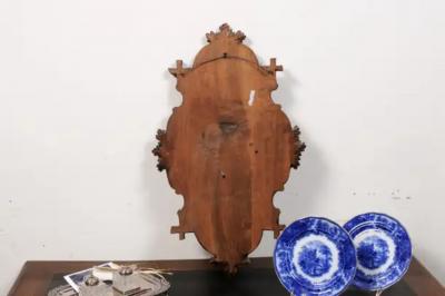 Black Forest Period 19th Century German Oak Wall Carving with Hunting Trophy