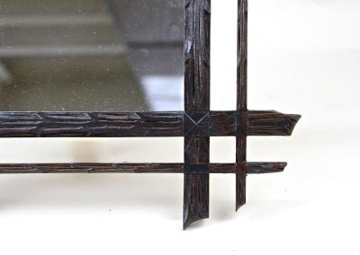 Black Forest Rustic Wall Mirror Doubleframe Handcarved Austria circa 1870