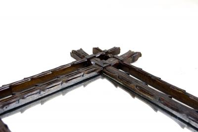 Black Forest Rustic Wall Mirror Doubleframe Handcarved Austria circa 1870