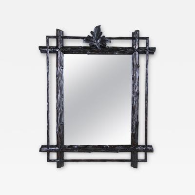 Black Forest Rustic Wall Mirror Hand Carved Austria circa 1880