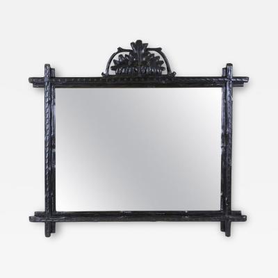 Black Forest Rustic Wall Mirror With Carved Oak Leaves Austria circa 1870