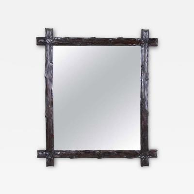 Black Forest Wall Mirror Rustic Style Hand Carved Austria circa 1880
