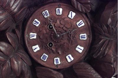 Black Forest Walnut Bird Mantel Clock